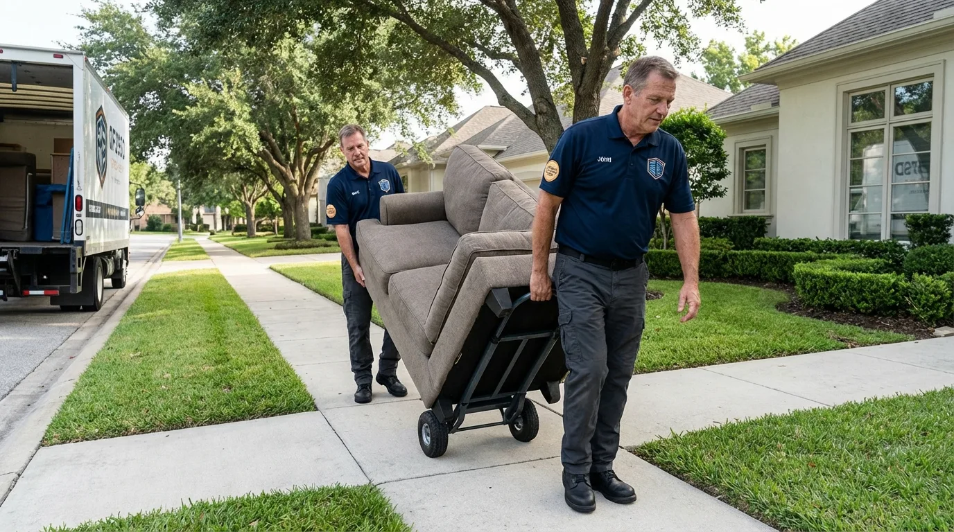 Local residential moving crew loading furniture in Lavaca, AR